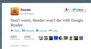 Reeder app announcement
