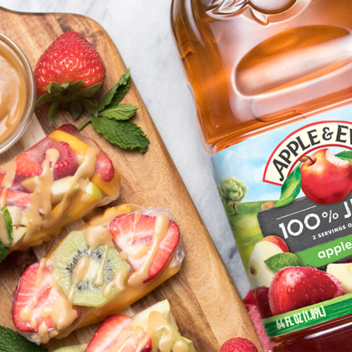 Apple & Eve 100% Juice next to fruit spread