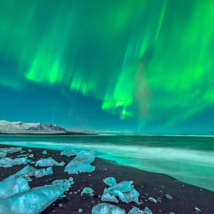 Northern Lights shown in the sky in iceland
