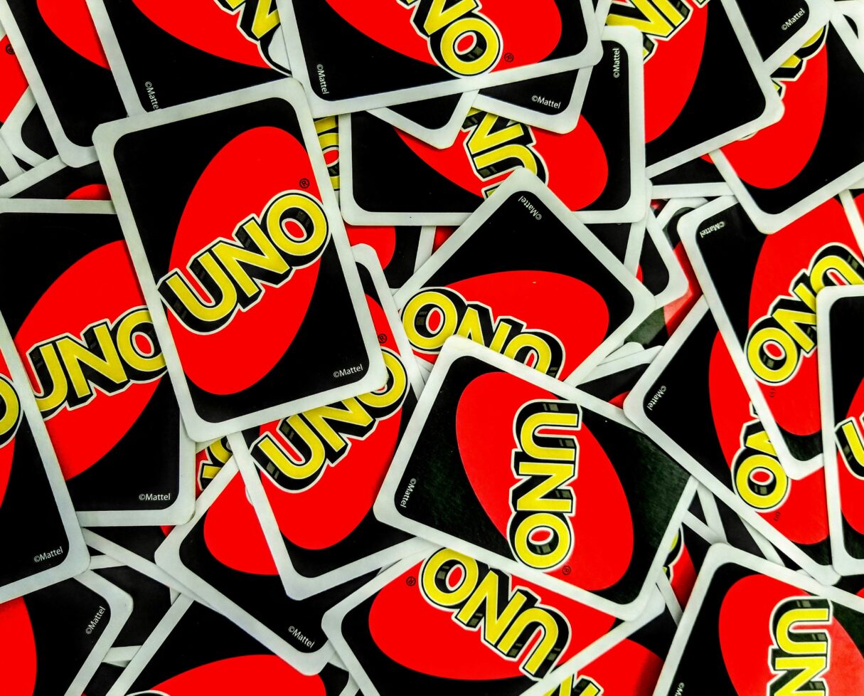Uno cards sprawled out