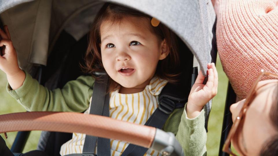 baby in an UppaBaby stroller