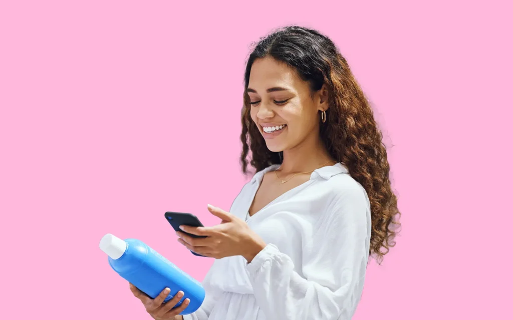 A woman looking at a phone