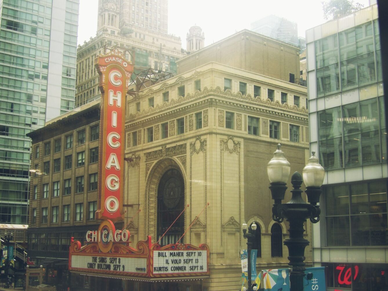 Slightly fuzzy image of Chicago Theater